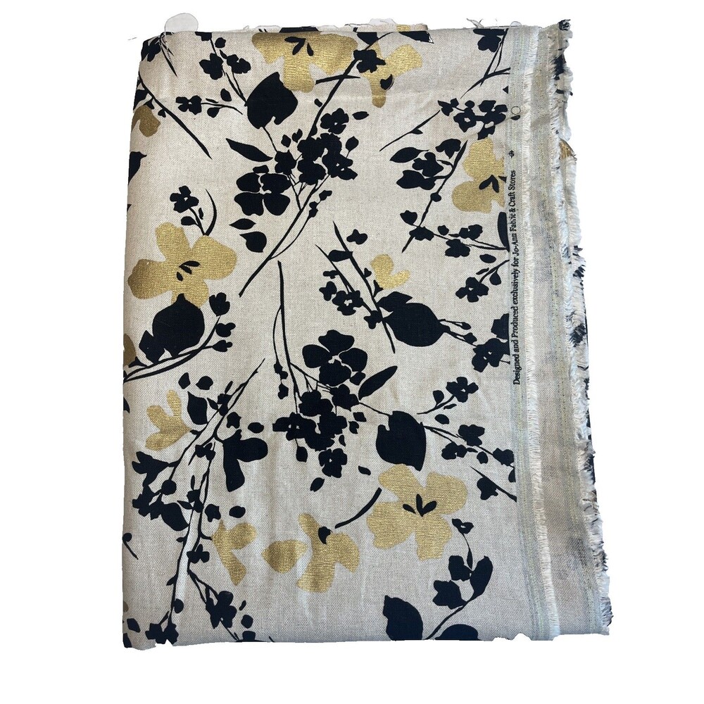 Joann Fabric Exclusive Gold Metallic Floral Silhouette 2 Yards 74x54 Canvas